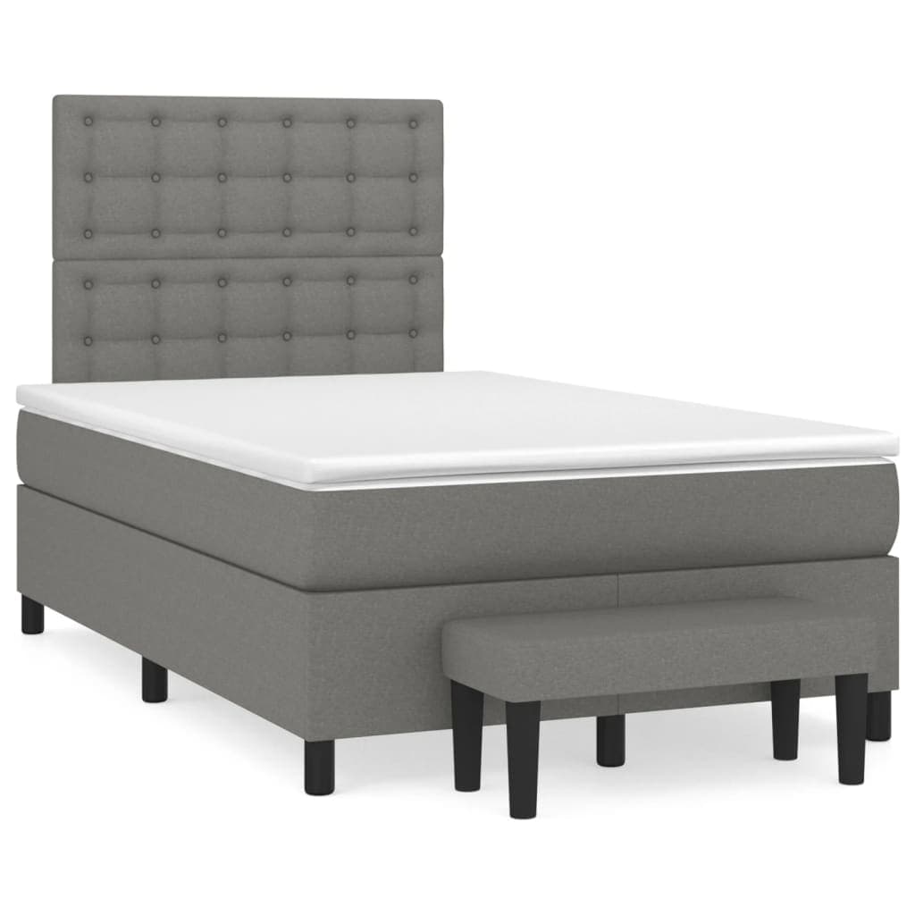 vidaXL Cama com molas/colchão 120x200 cm tecido cinzento-escuro