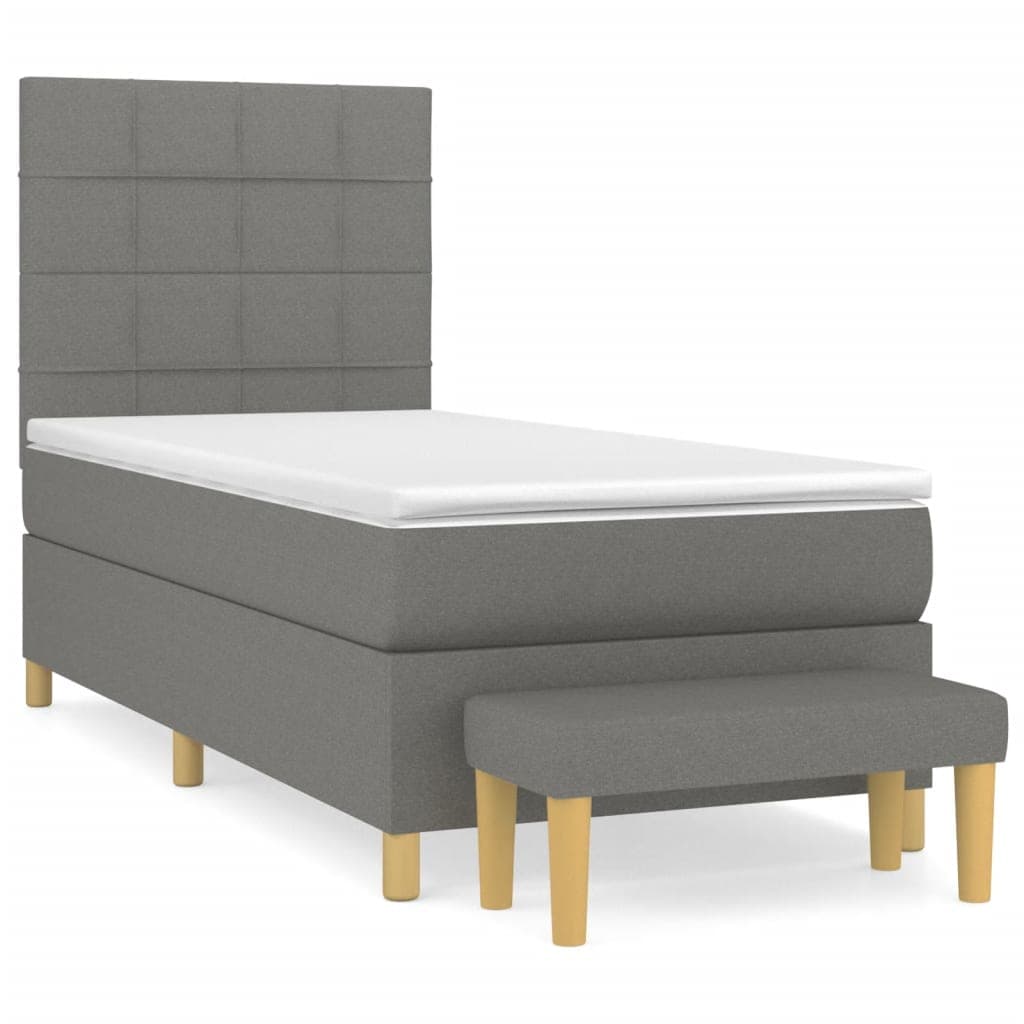 vidaXL Cama com molas/colchão 90x200 cm tecido cinzento-escuro