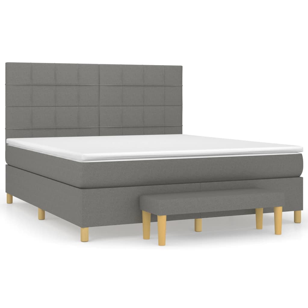 vidaXL Cama com molas/colchão 160x200 cm tecido cinzento-escuro