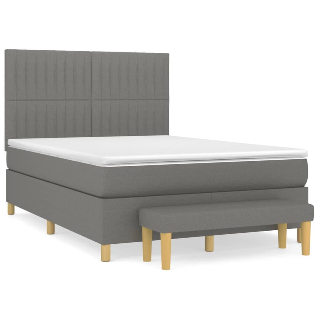 vidaXL Cama com molas/colchão 140x200 cm tecido cinzento-escuro