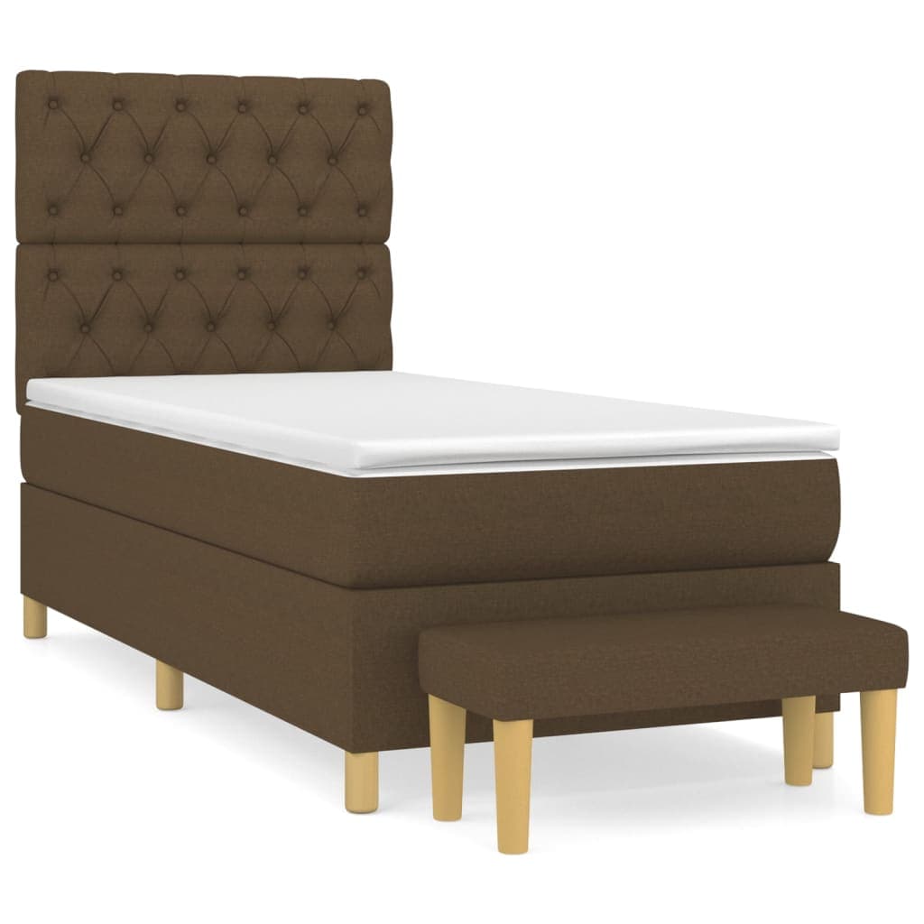 vidaXL Cama com Molas/colchão 80x200 cm Tecido Castanho-escuro - 3547540582