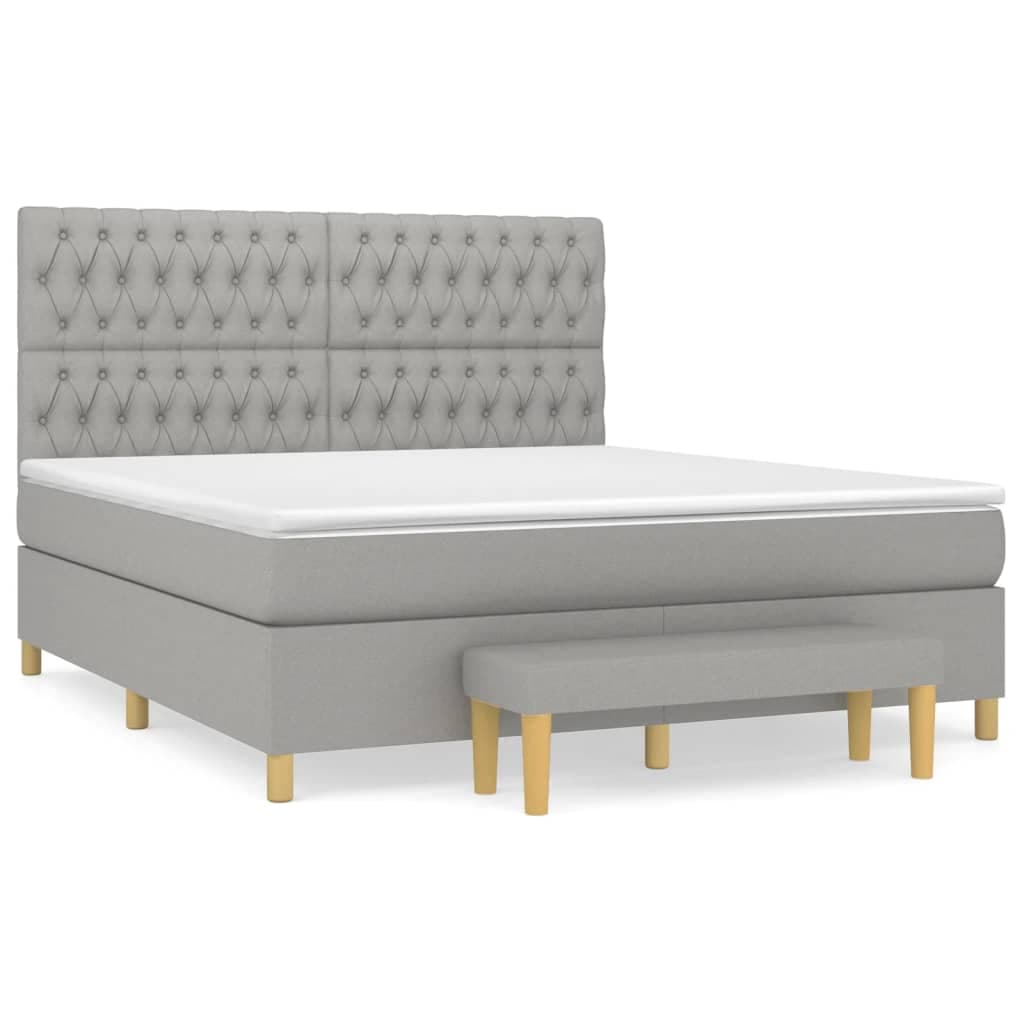 vidaXL Cama com Molas/colchão 180x200 cm Tecido Cinzento-claro - 3310866289