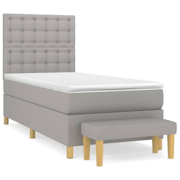 vidaXL Cama com Molas/colchão 90x200 cm Tecido Cinza-claro - 1363385857