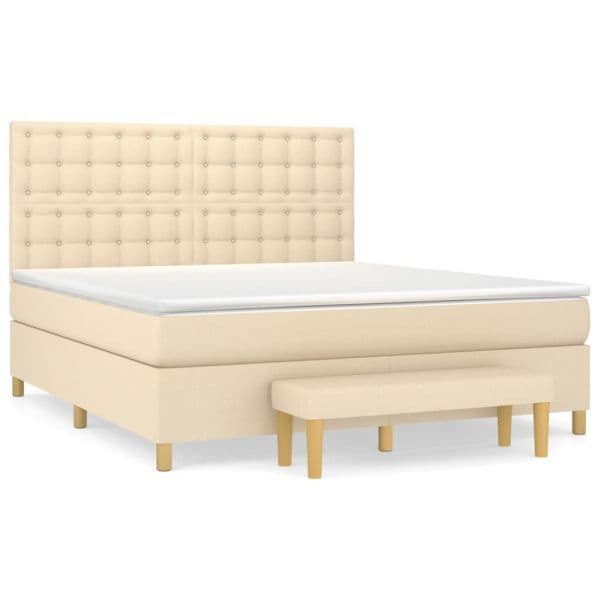 vidaXL Cama com Molas/colchão 180x200 cm Tecido Cor Creme - 2589760753