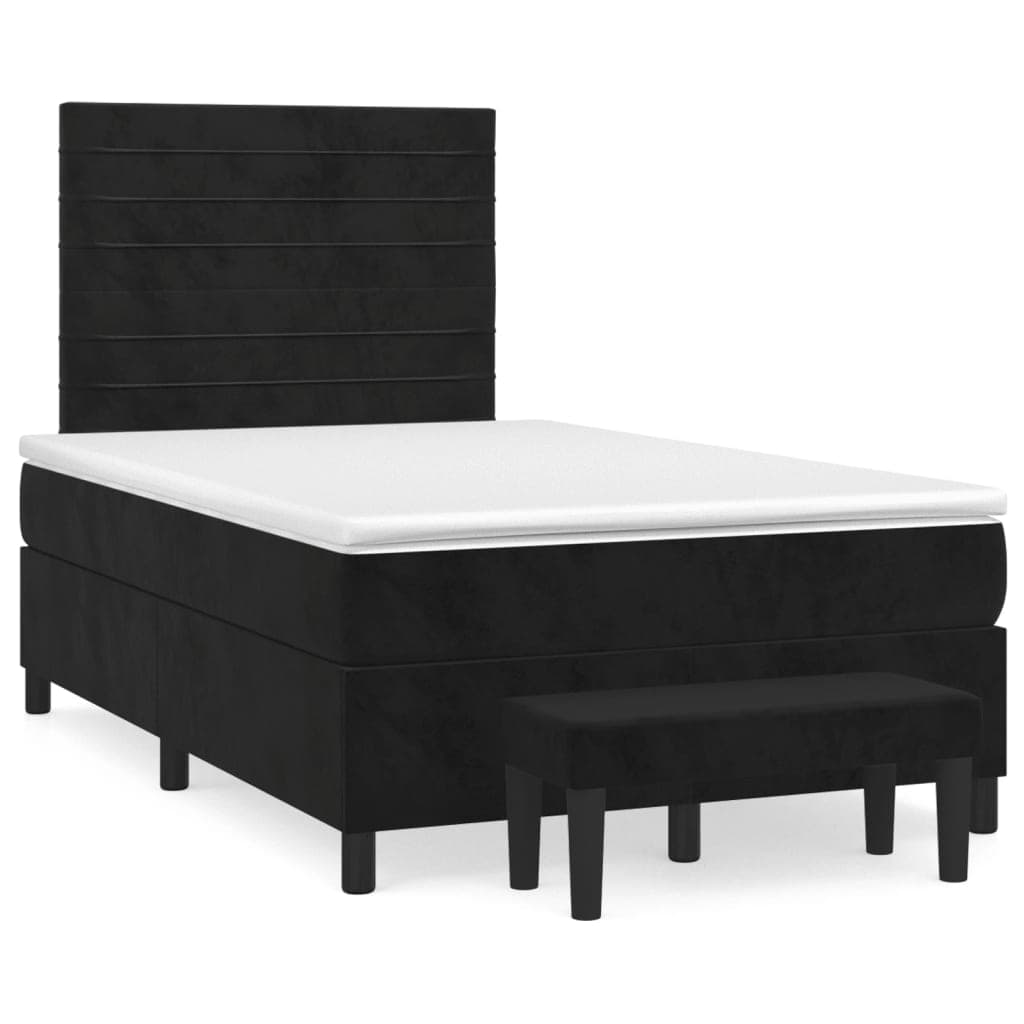 vidaXL Cama boxspring com colchão 120x200 cm veludo preto