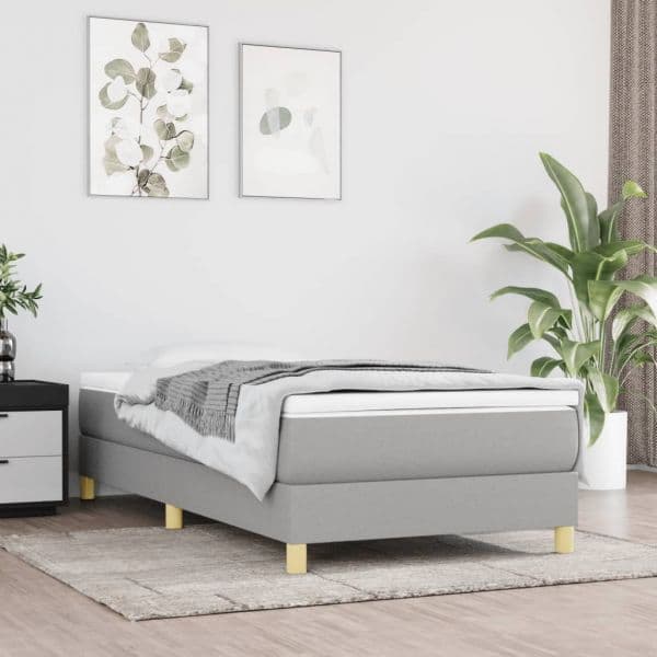 vidaXL Cama com Molas/colchão 90x200 cm Tecido Cinza-claro - 511609377