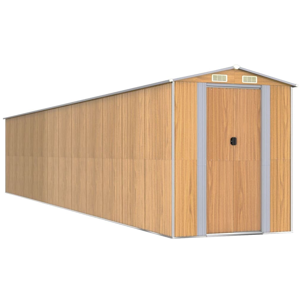 Abrigo de Jardim 192x1021x223 cm Aço Galvanizado Castanho - 3147481