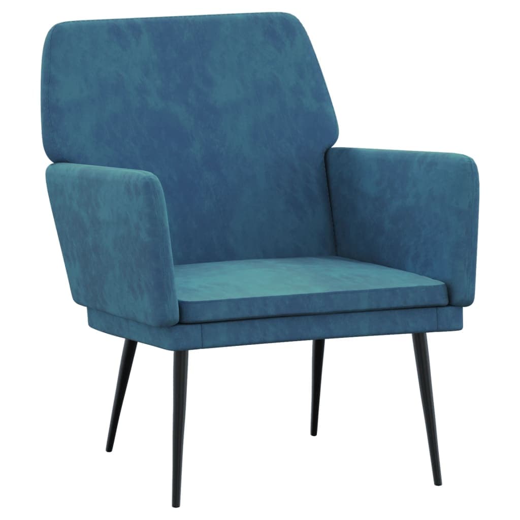 vidaXL Cadeira c/ apoio de braços 62x79x79 cm veludo azul