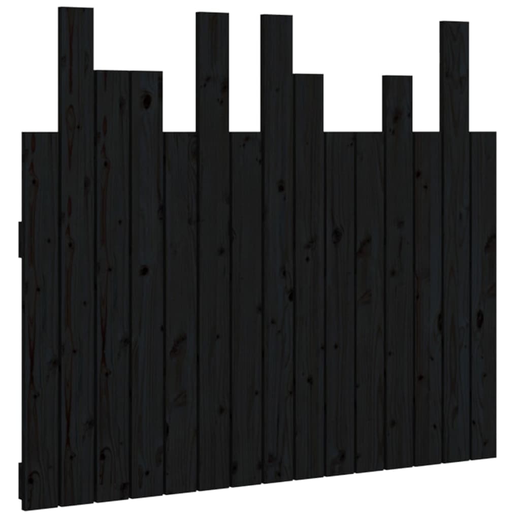 vidaXL Cabeceira de parede 95,5x3x80 cm madeira de pinho maciça preto