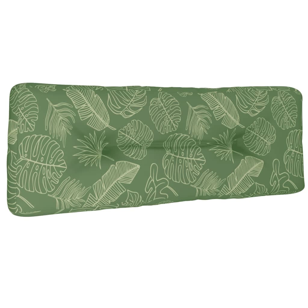 vidaXL Almofadão para sofá de paletes 120x40x12cm tecido padrão folhas