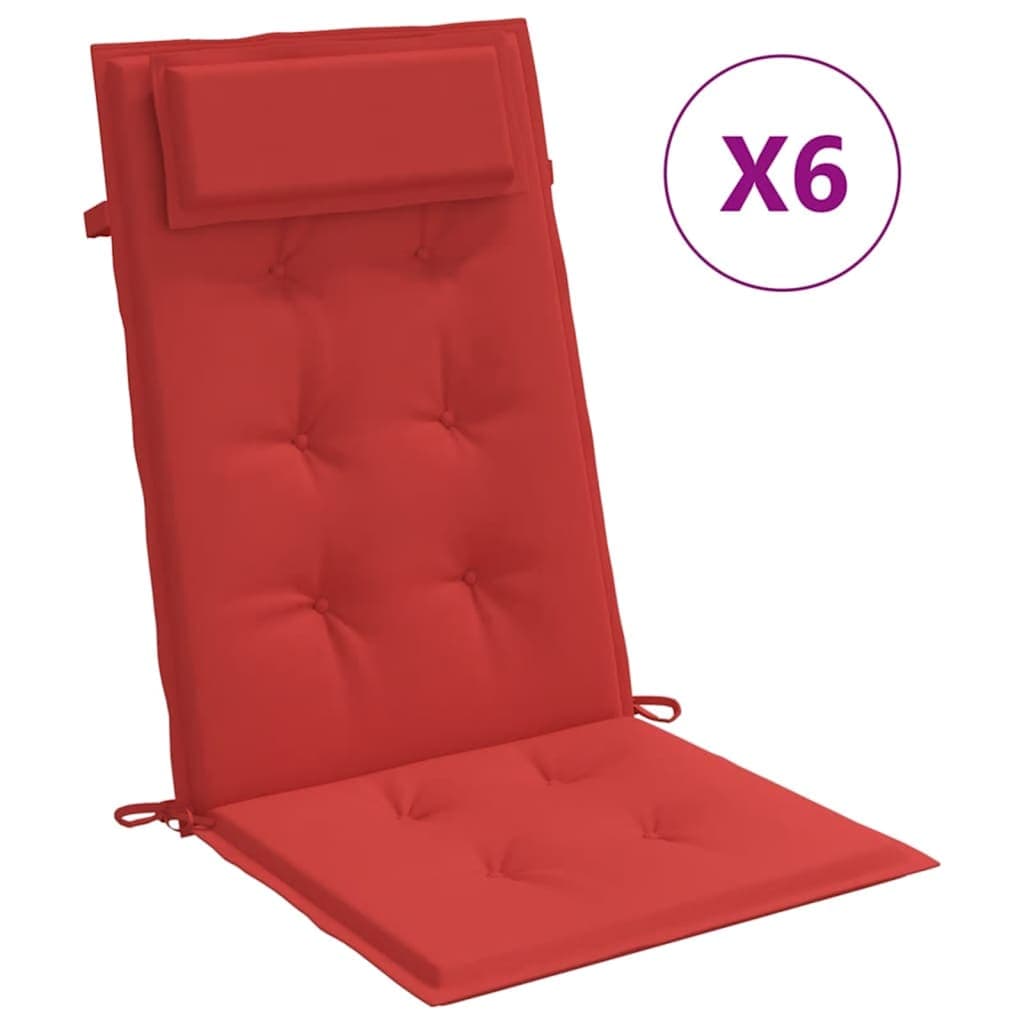 vidaXL Almofadões p/ cadeira encosto alto 6 pcs tecido oxford vermelho