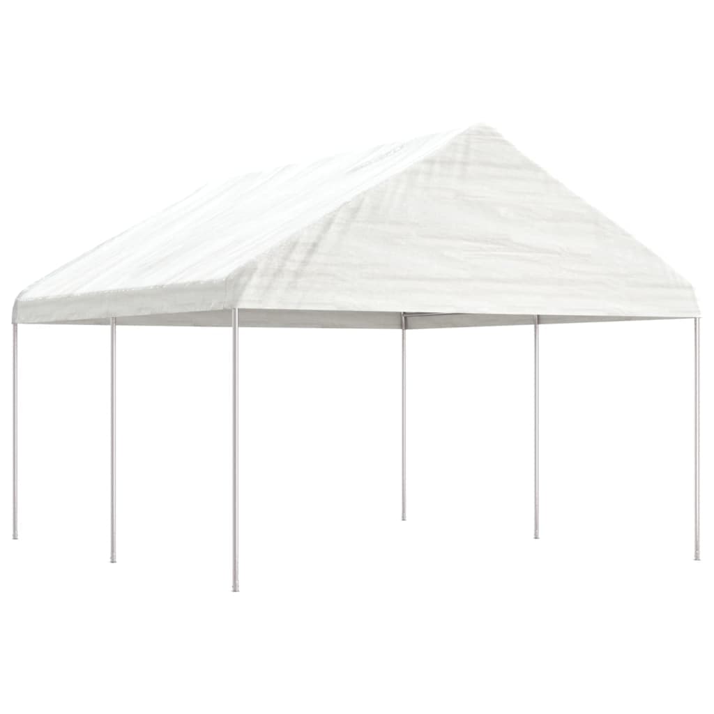 vidaXL Gazebo com Telhado 4,46x4,08x3,22 M Polietileno Branco - 2027276759