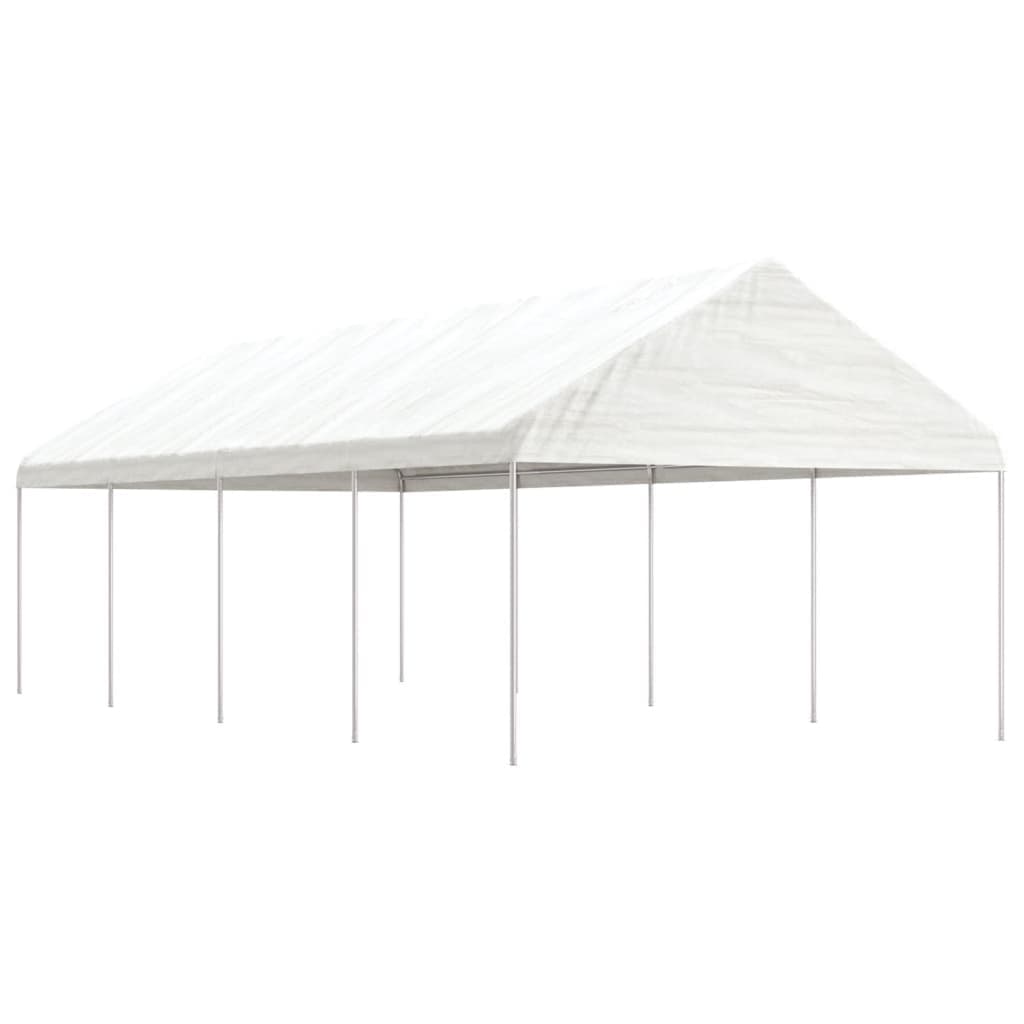 vidaXL Gazebo com Telhado 8,92x4,08x3,22 M Polietileno Branco - 2530978043