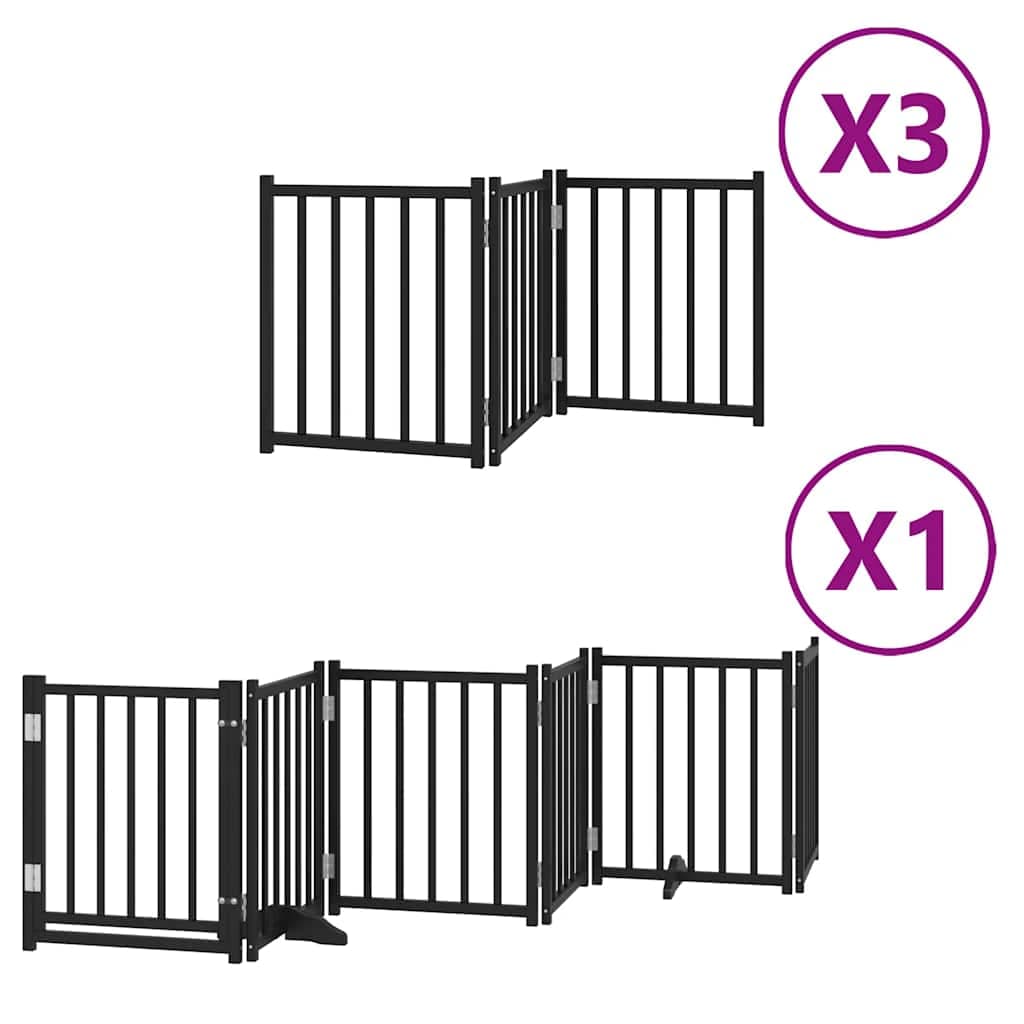 vidaXL Portão p/ cães com porta dobrável 15 painéis 750 cm álamo preto