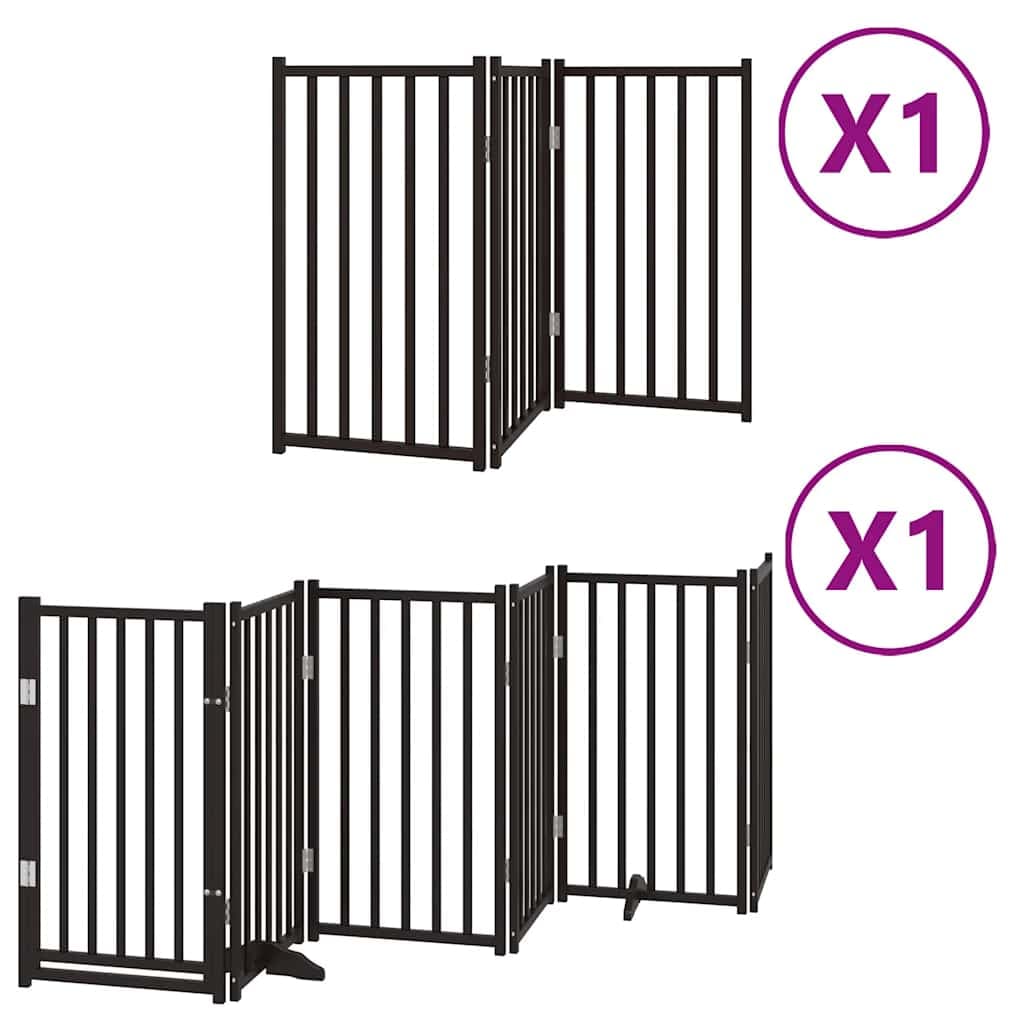 vidaXL Portão p/ cães com porta dobrável 9 painéis 450 cm álamo preto