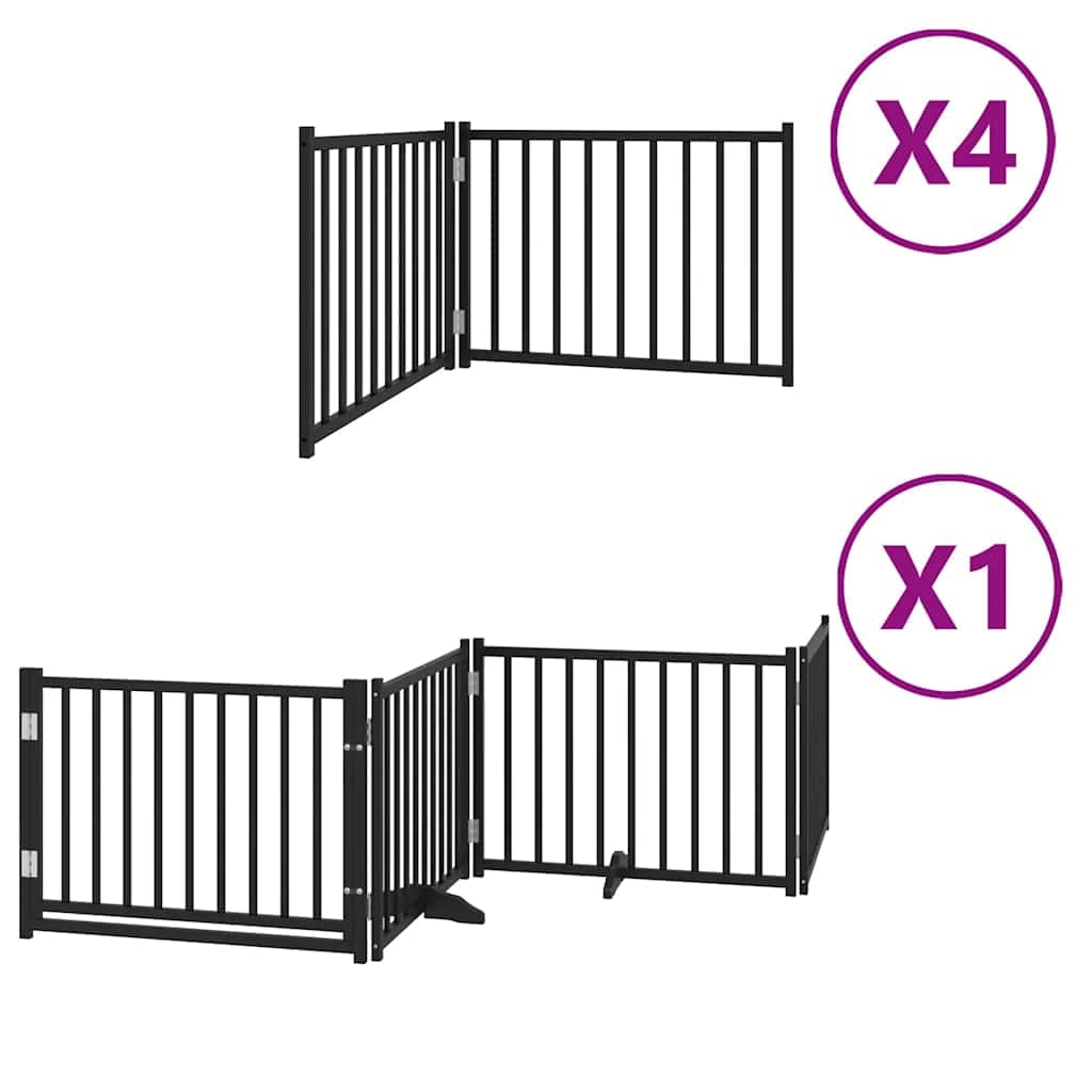 vidaXL Portão p/ cães com porta dobrável 12 painéis 960 cm álamo preto