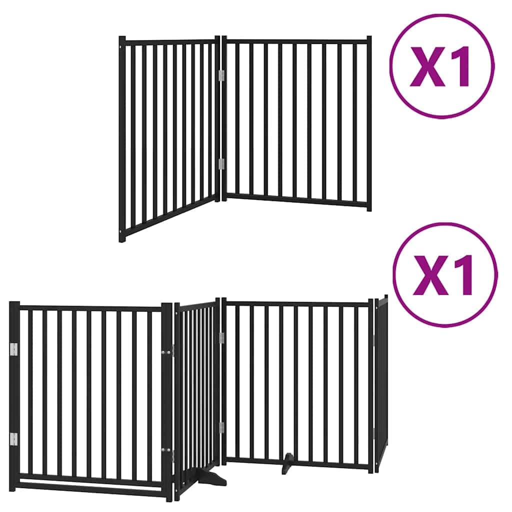 vidaXL Portão p/ cães com porta dobrável 6 painéis 480 cm álamo preto