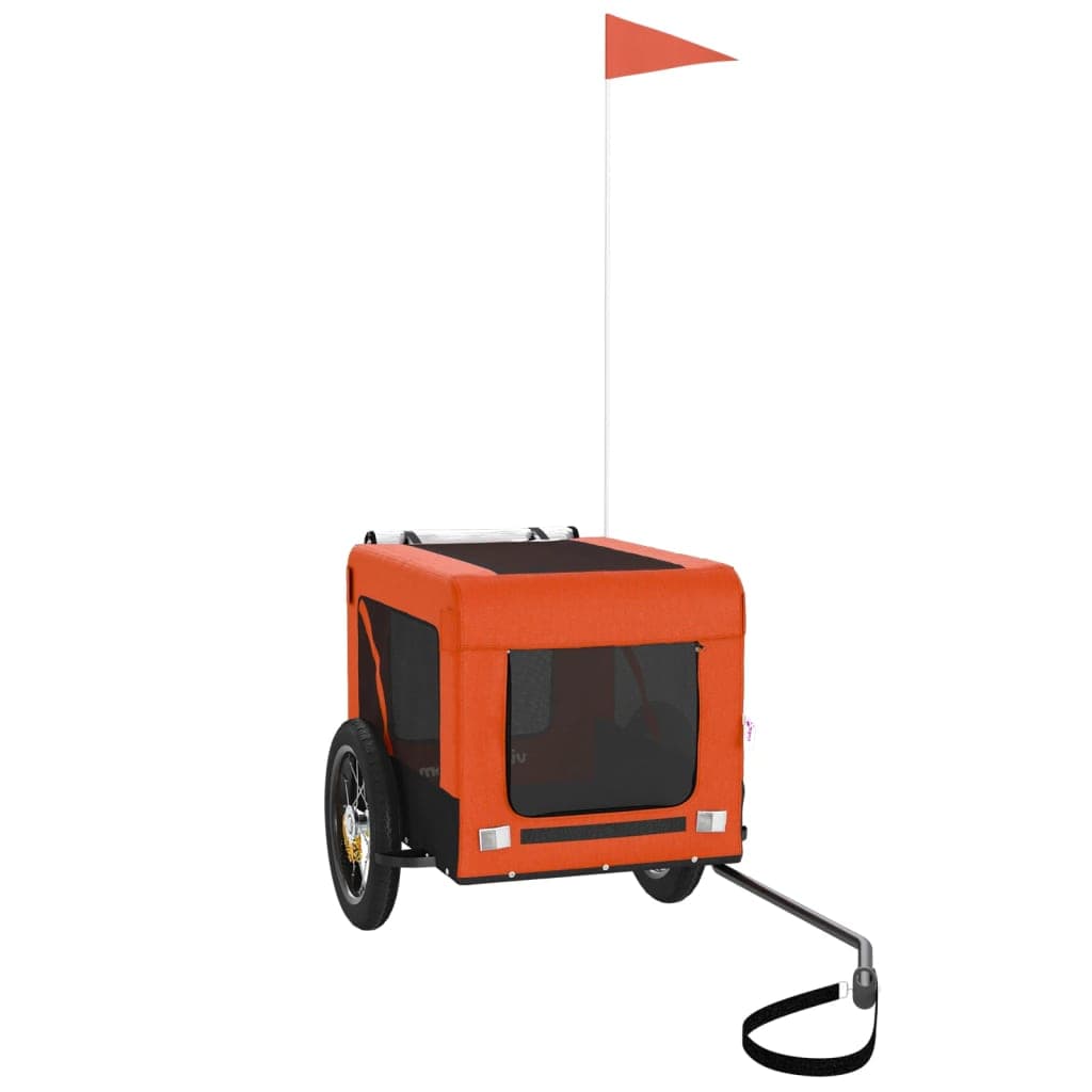 vidaXL Reboque bicicleta p/ animais tecido oxford/ferro laranja/preto