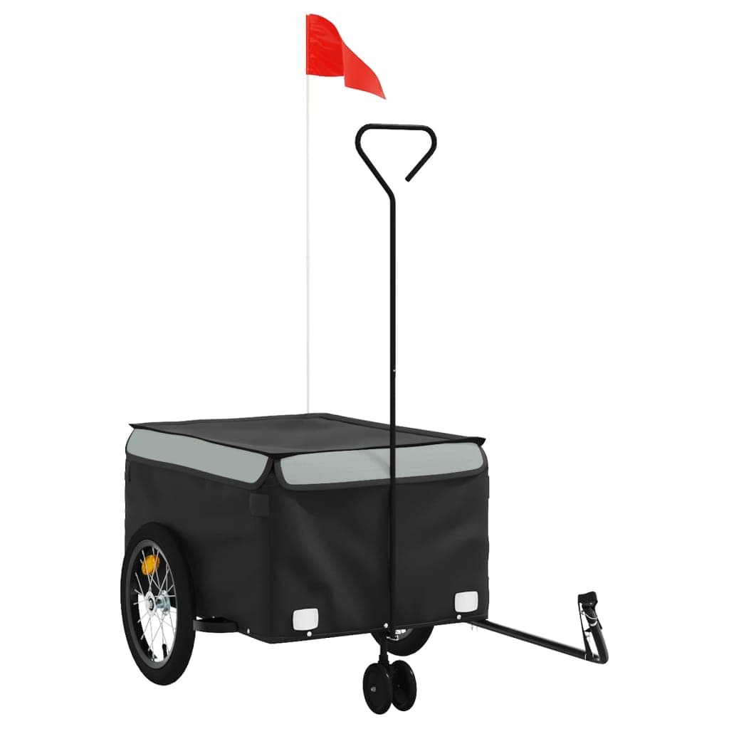 vidaXL Reboque para bicicleta 45 kg ferro preto e cinza