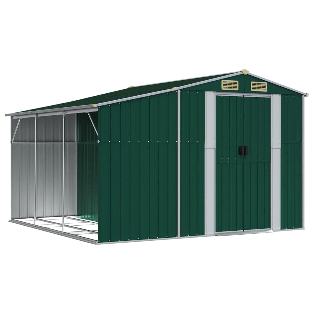 vidaXL Abrigo de jardim 277x279x179 cm aço galvanizado verde
