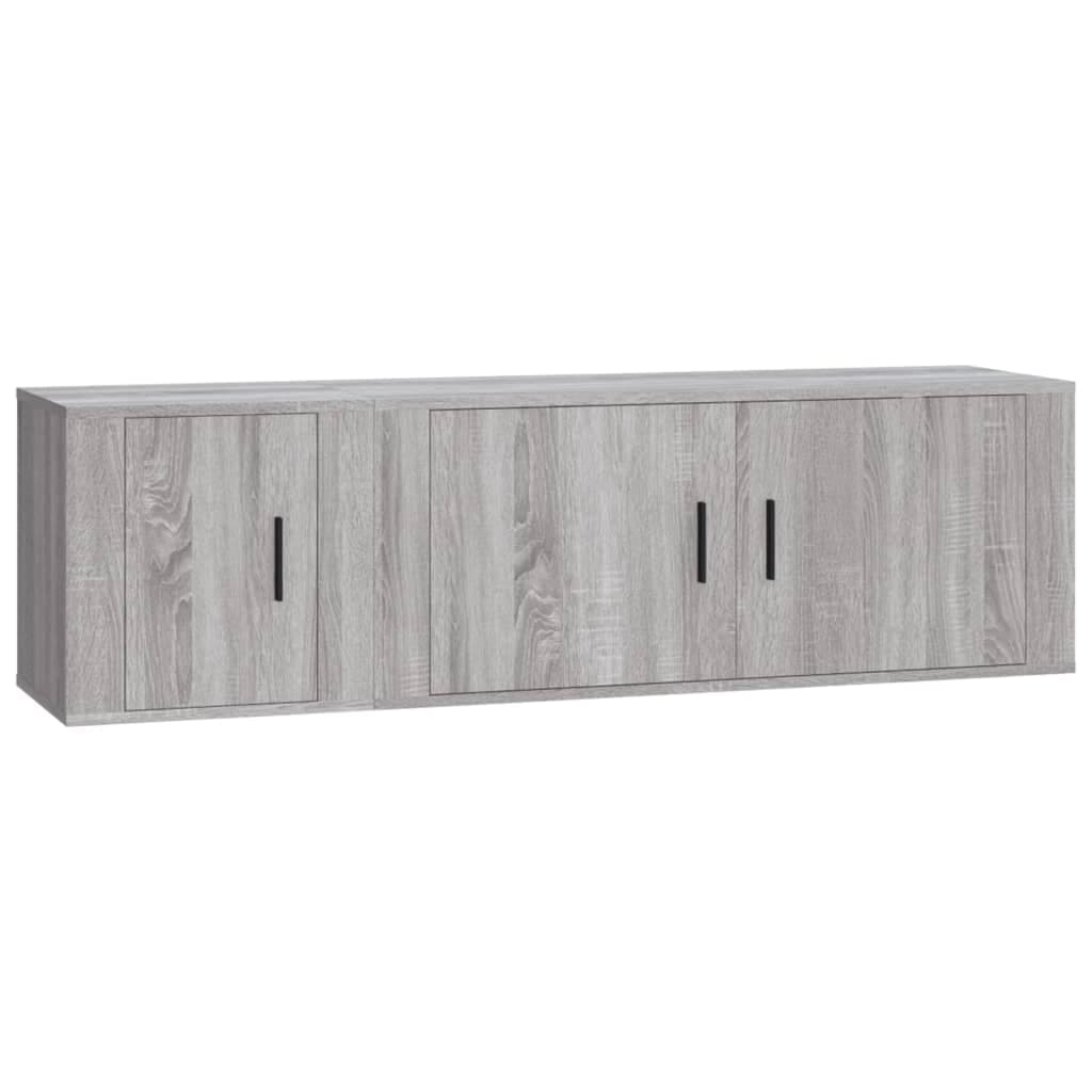 vidaXL Conjunto móveis de TV 2 pcs madeira processada sonoma cinza