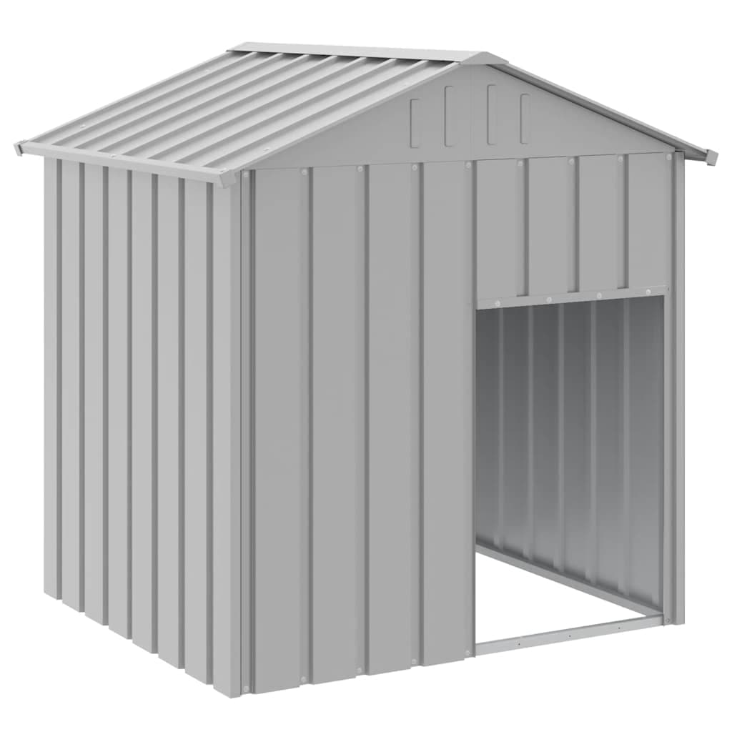 vidaXL Casota para cães com telhado aço galvanizado cinzento-claro