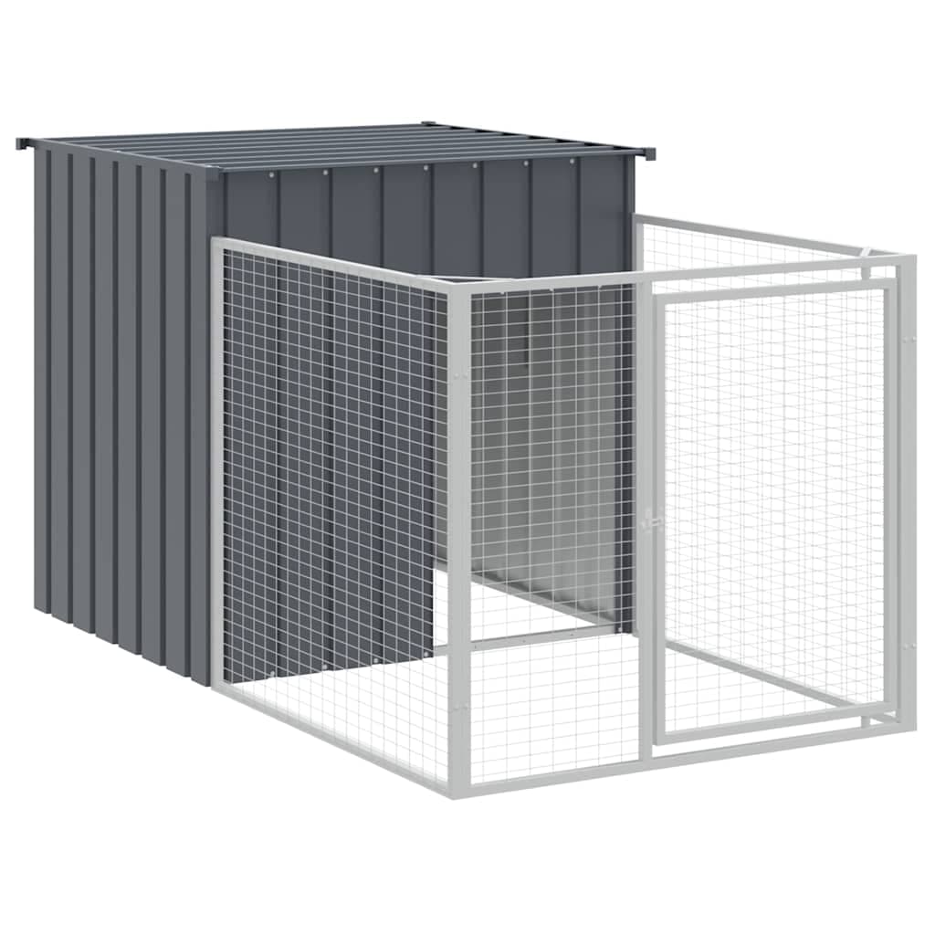 vidaXL Casota para cães com parque aço galvanizado antracite