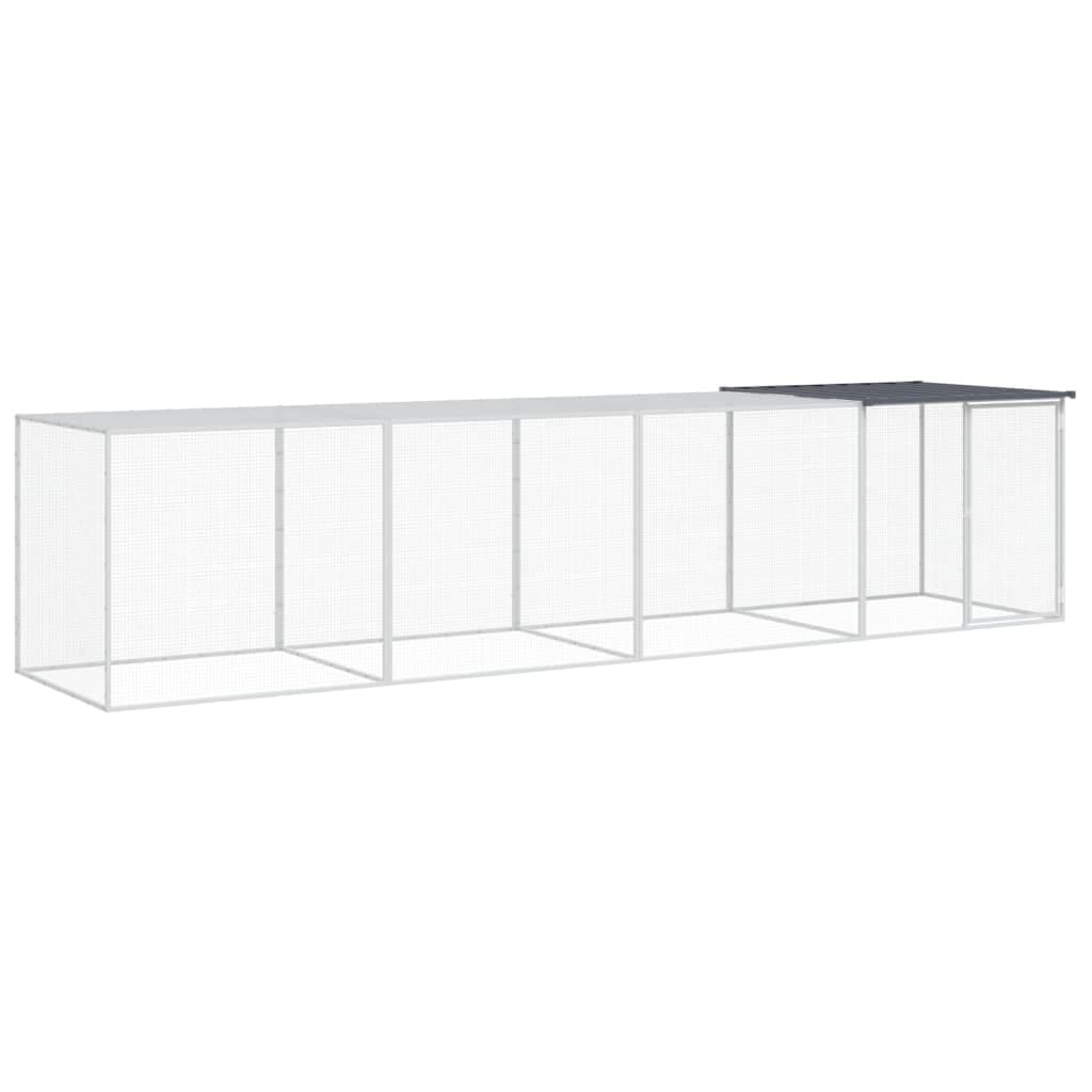 vidaXL Galinheiro com teto 403x98x90 cm aço galvanizado antracite