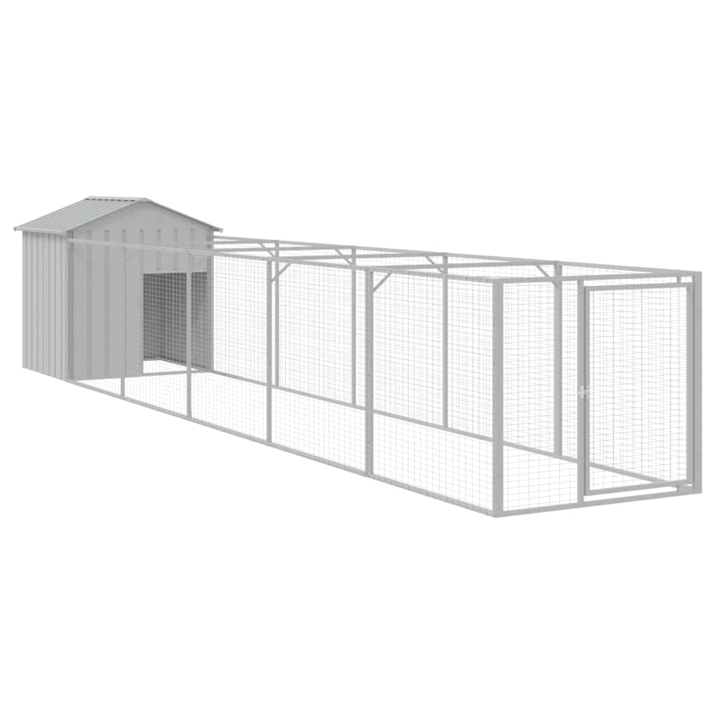 vidaXL Casota para cães com telhado aço galvanizado cinzento-claro