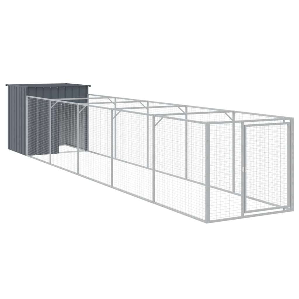vidaXL Casota p/ cães c/ parque 110x609x110 cm aço galvaniz. antracite