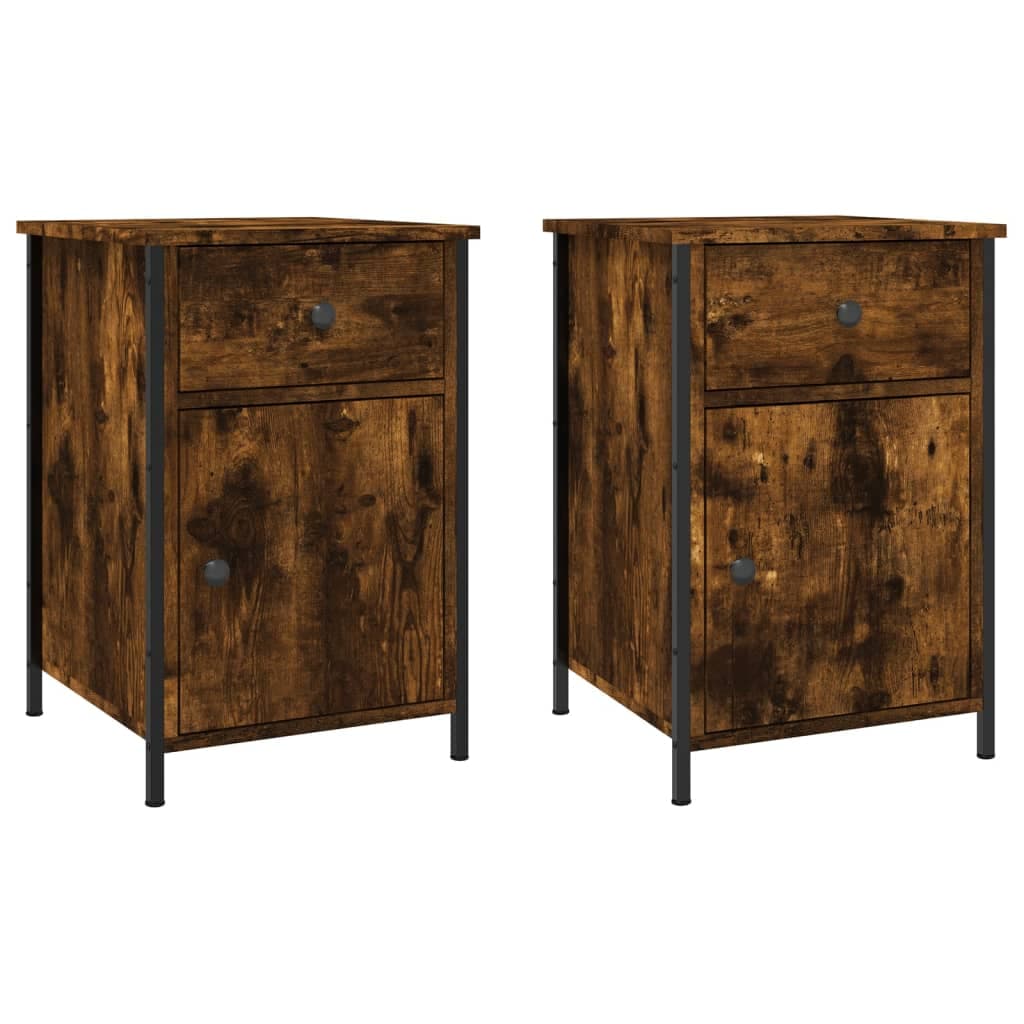 vidaXL Mesas cabeceira 2pcs 40x42x60cm deriv. madeira carvalho fumado