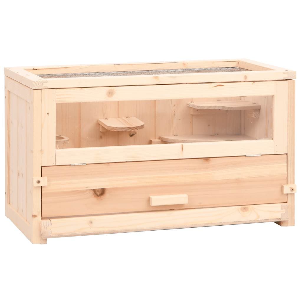 vidaXL Gaiola para hamster 60x30x35 cm madeira de abeto maciça