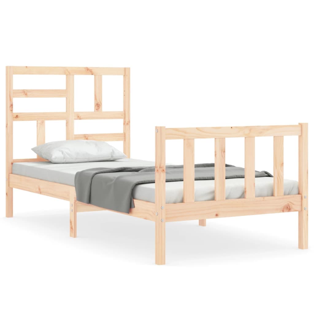vidaXL Estrutura cama de solteiro pequena c/ cabeceira madeira maciça