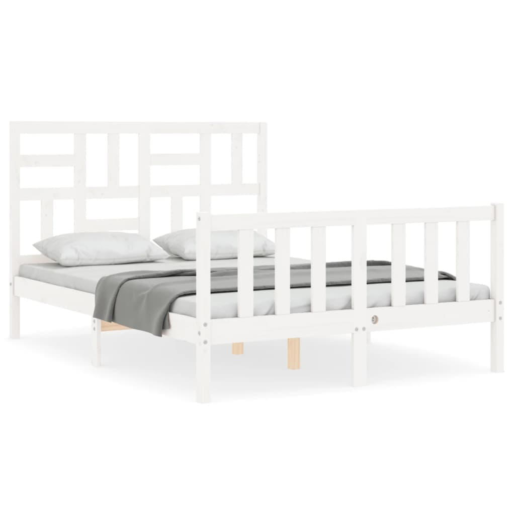 vidaXL Cama sem colchão 140x190 cm madeira de pinho maciça branco