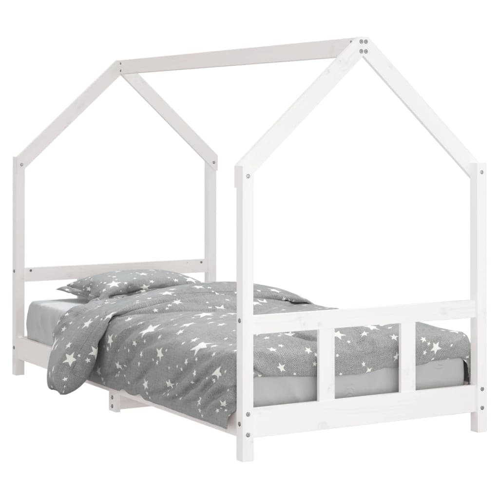 vidaXL Estrutura de cama infantil 90x190 cm pinho maciço branco