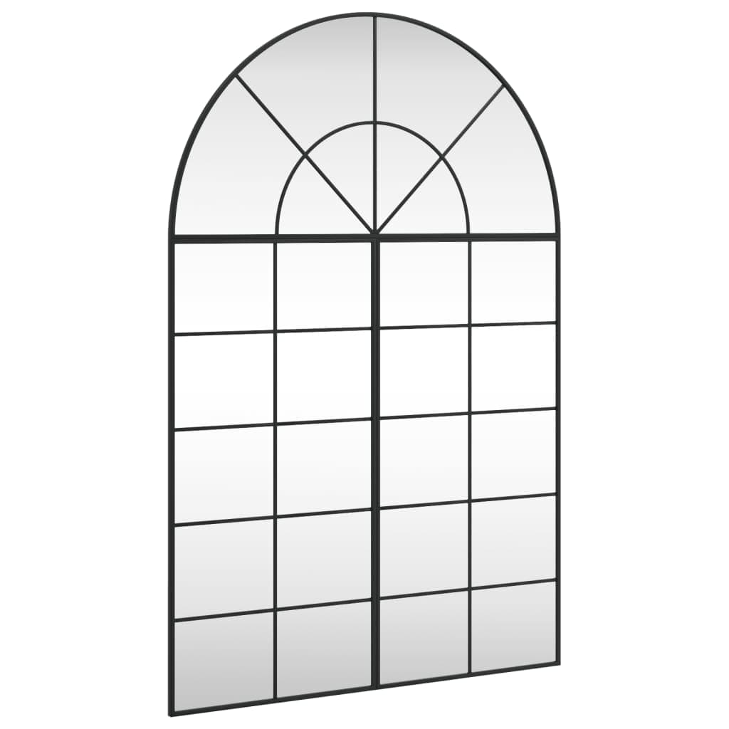 vidaXL Espelho de parede arqueado 100x150 cm ferro preto