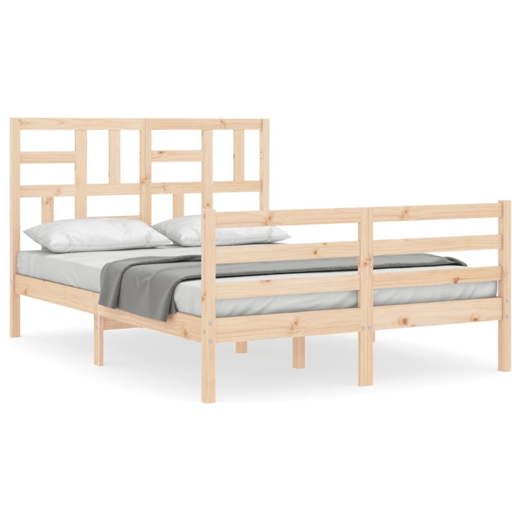 vidaXL Estrutura de cama com cabeceira 140x190 cm madeira maciça