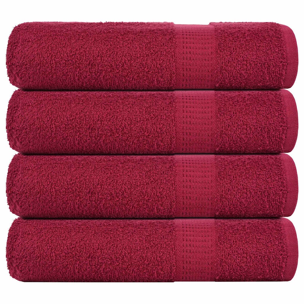 vidaXL Toalhas de mãos FROGN 4 pcs 50x100 cm 360 g/m² bordô