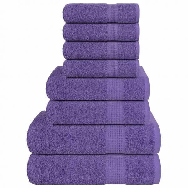 vidaXL 8 Peças Conjunto Toalhas Banho 360 Gsm 100% Algodão Roxo - 59879233