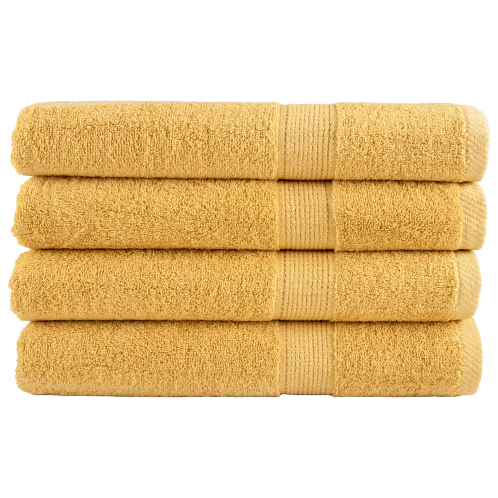 vidaXL Toalhas premium SOLUND 4 pcs 100x200 cm 600 gsm dourado