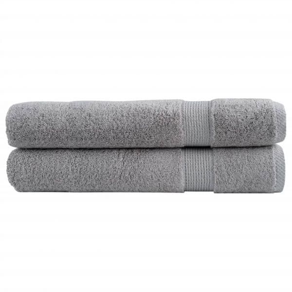 vidaXL Toalhas Premium Solund 2 Peças 100x200 cm 600 Gsm Cinzento - 3387499325