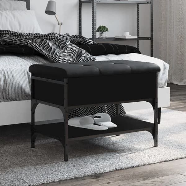 Banco Sapateira 62x42x45 cm Derivados de Madeira Preto - 835187
