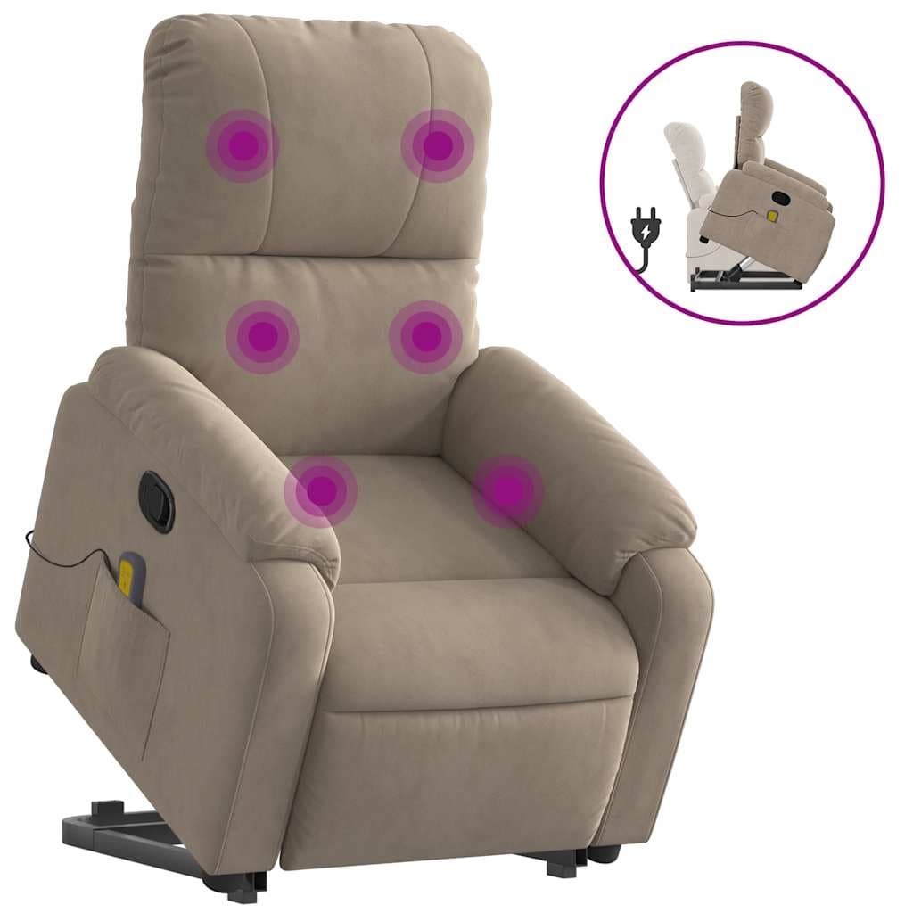 vidaXL Poltrona de Massagens Reclinável Microfibra Cinza-acastanhado - 1548905919