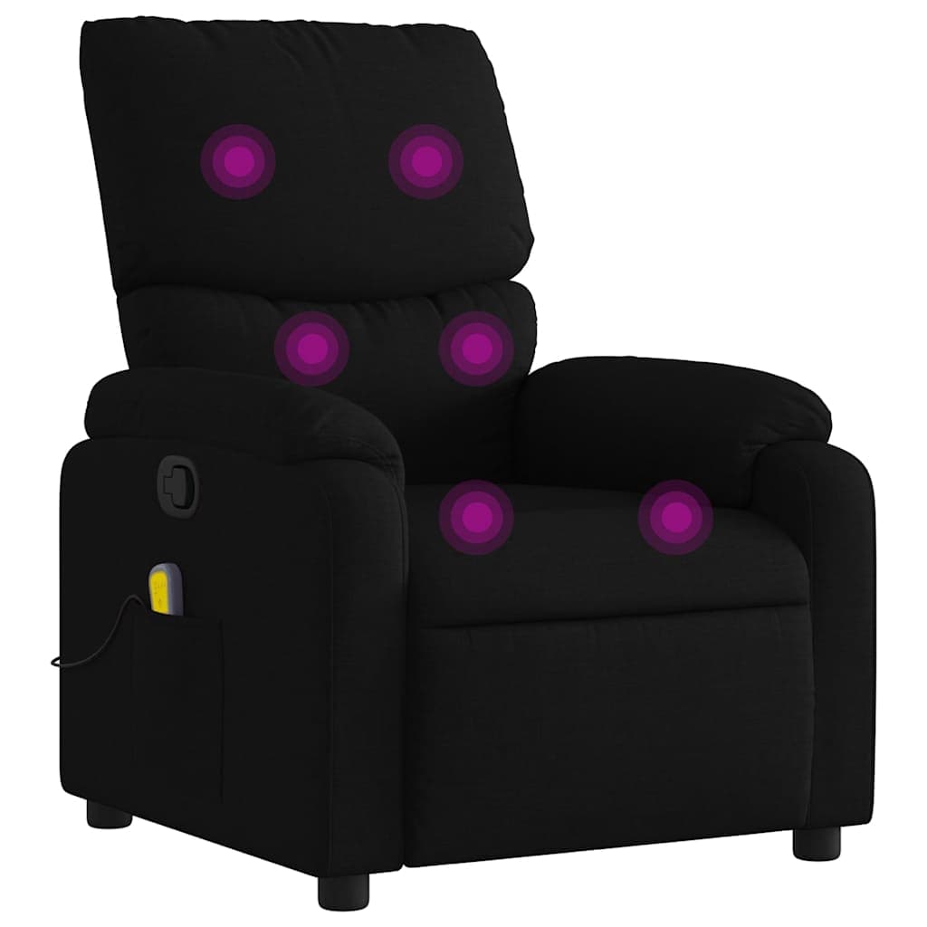 vidaXL Poltrona de massagens reclinável tecido preto