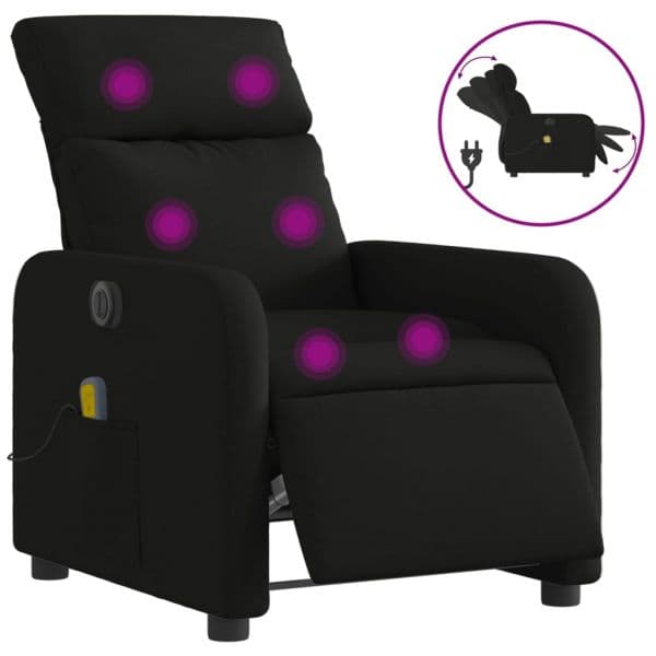 Poltrona Reclinável de Massagens Elétrica Tecido Preto - 8769178