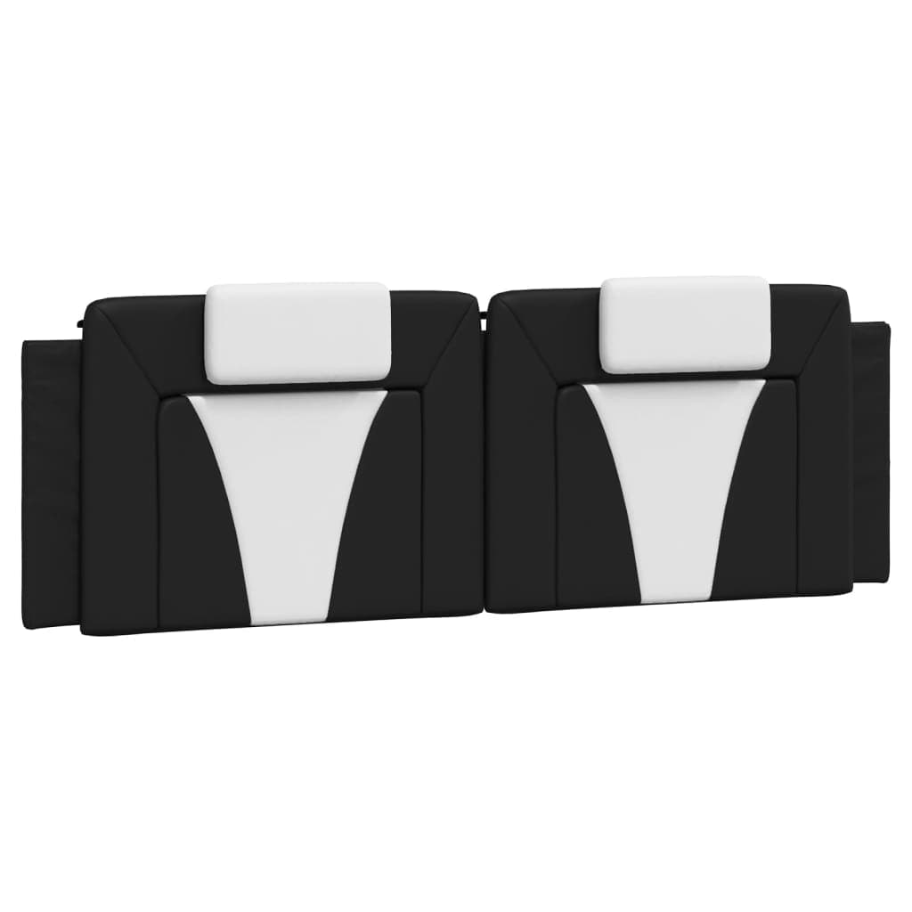 vidaXL Almofadão de cabeceira Viana 160 cm couro artificial preto e branco