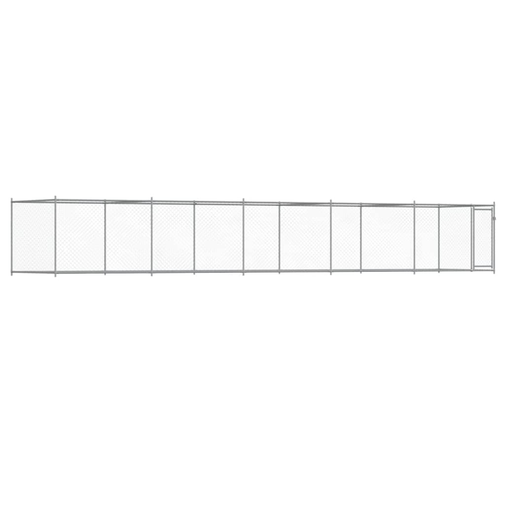 vidaXL Jaula para cão com porta 10x2x1,5 m aço galvanizado cinzento