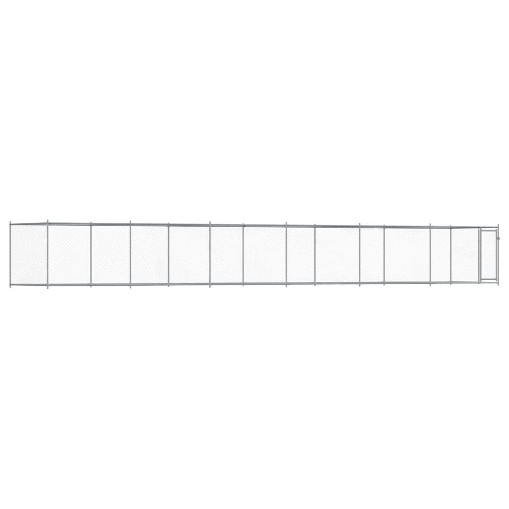 vidaXL Jaula para cão com porta 12x2x1,5 m aço galvanizado cinzento