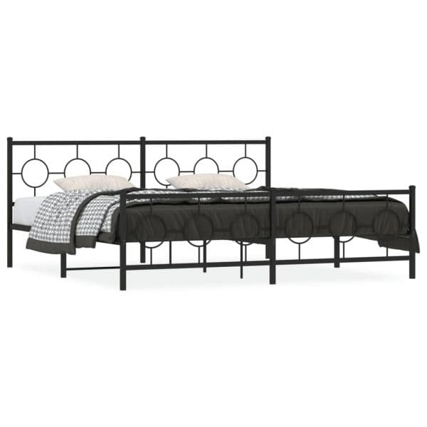 vidaXL Estrutura de Cama com Cabeceira e Pés 193x203 cm Metal Preto - 852982019