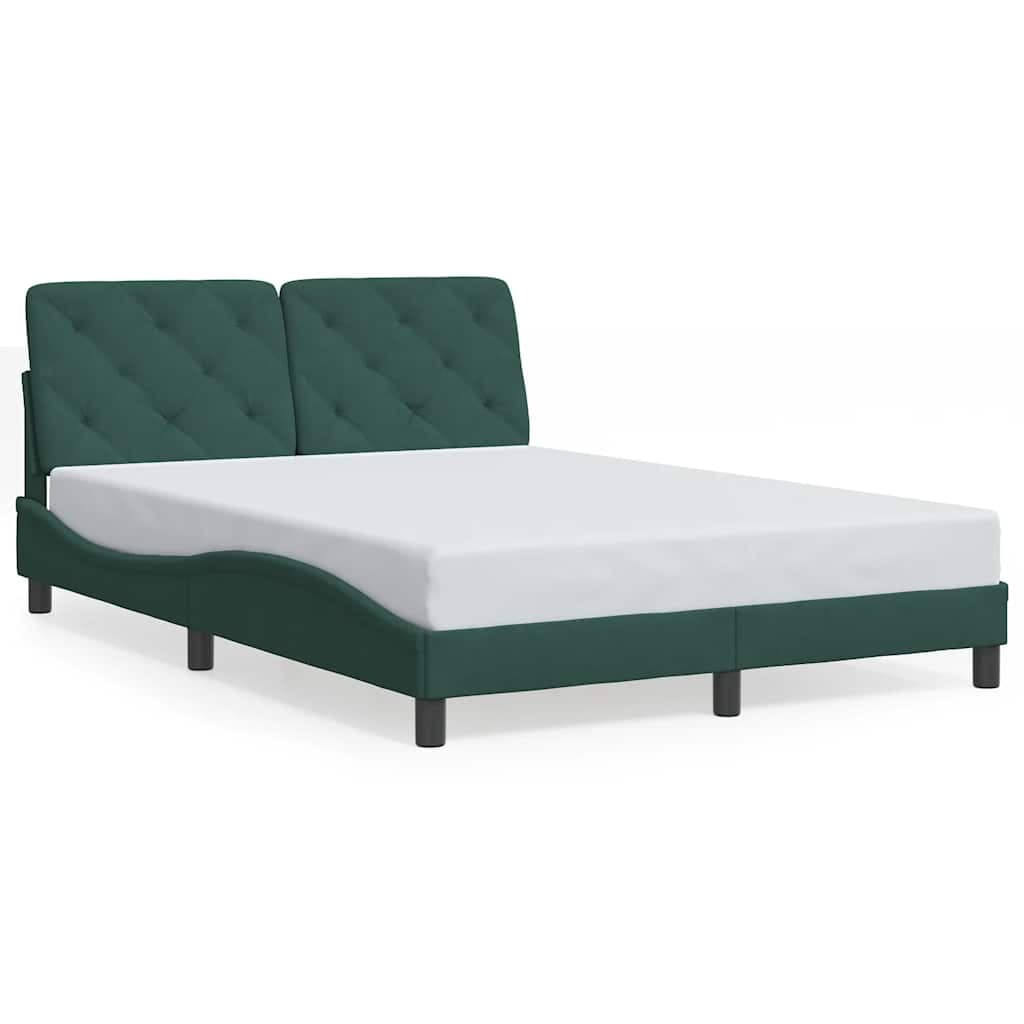 vidaXL Estrutura de cama sem colchão 140x200 cm veludo verde-escuro